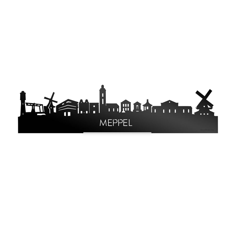 Standing Skyline Meppel Zwart Glanzend 40 cm houten cadeau decoratie relatiegeschenk van WoodWideCities