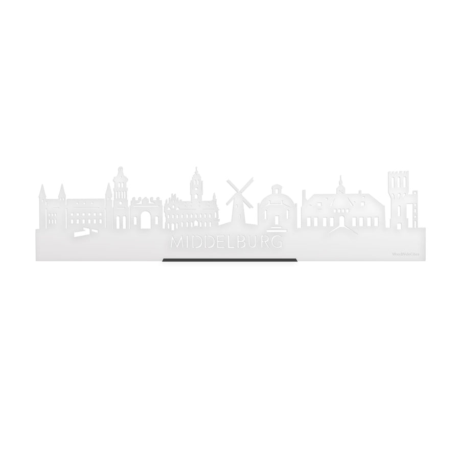 Standing Skyline Middelburg Wit Glanzend 40 cm houten cadeau decoratie relatiegeschenk van WoodWideCities