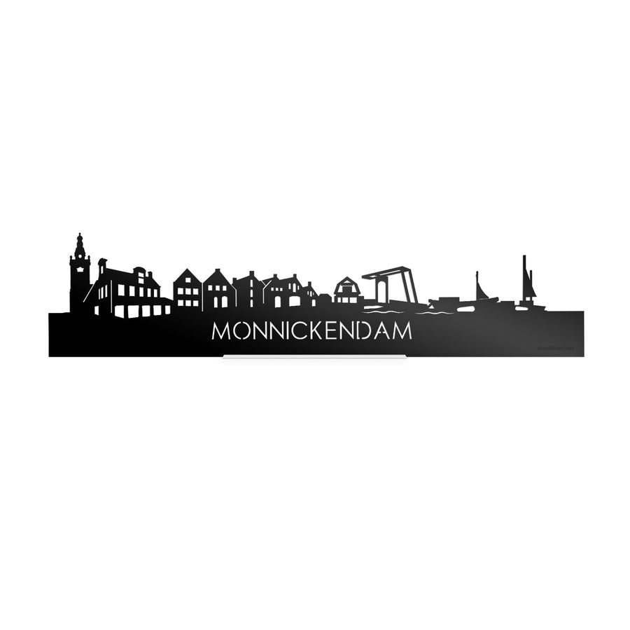 Standing Skyline Monnickendam Zwart glanzend gerecycled kunststof cadeau decoratie relatiegeschenk van WoodWideCities