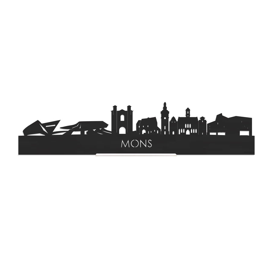 Standing Skyline Mons Zwart houten cadeau decoratie relatiegeschenk van WoodWideCities