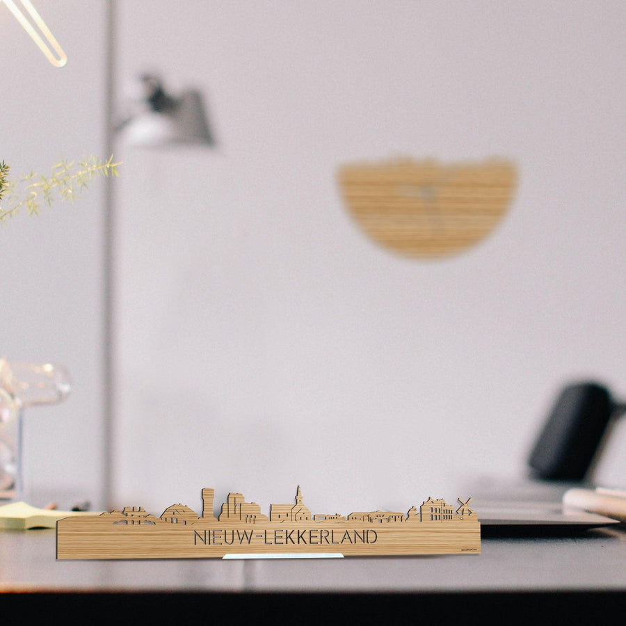 Standing Skyline Nieuw-Lekkerland Bamboe houten cadeau decoratie relatiegeschenk van WoodWideCities