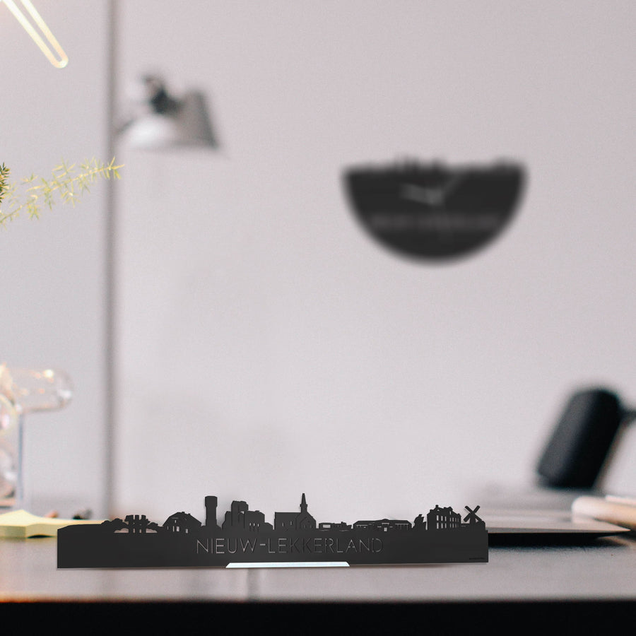 Standing Skyline Nieuw-Lekkerland Zwart houten cadeau decoratie relatiegeschenk van WoodWideCities