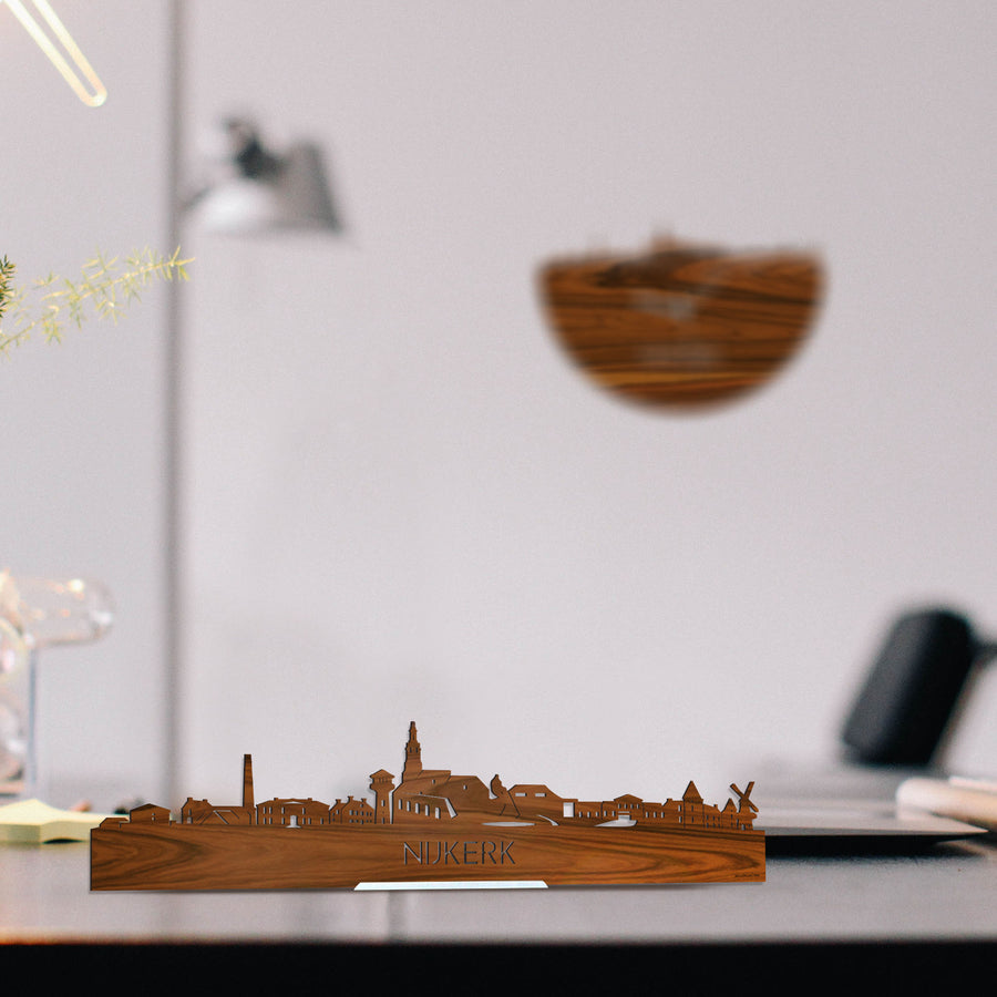 Standing Skyline Nijkerk Palissander houten cadeau decoratie relatiegeschenk van WoodWideCities