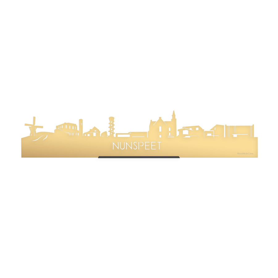 Standing Skyline Nunspeet Metallic Goud gerecycled kunststof cadeau decoratie relatiegeschenk van WoodWideCities