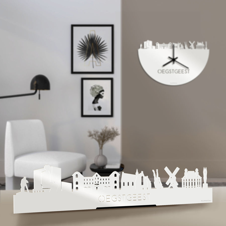 Standing Skyline Oegstgeest Wit glanzend gerecycled kunststof cadeau decoratie relatiegeschenk van WoodWideCities