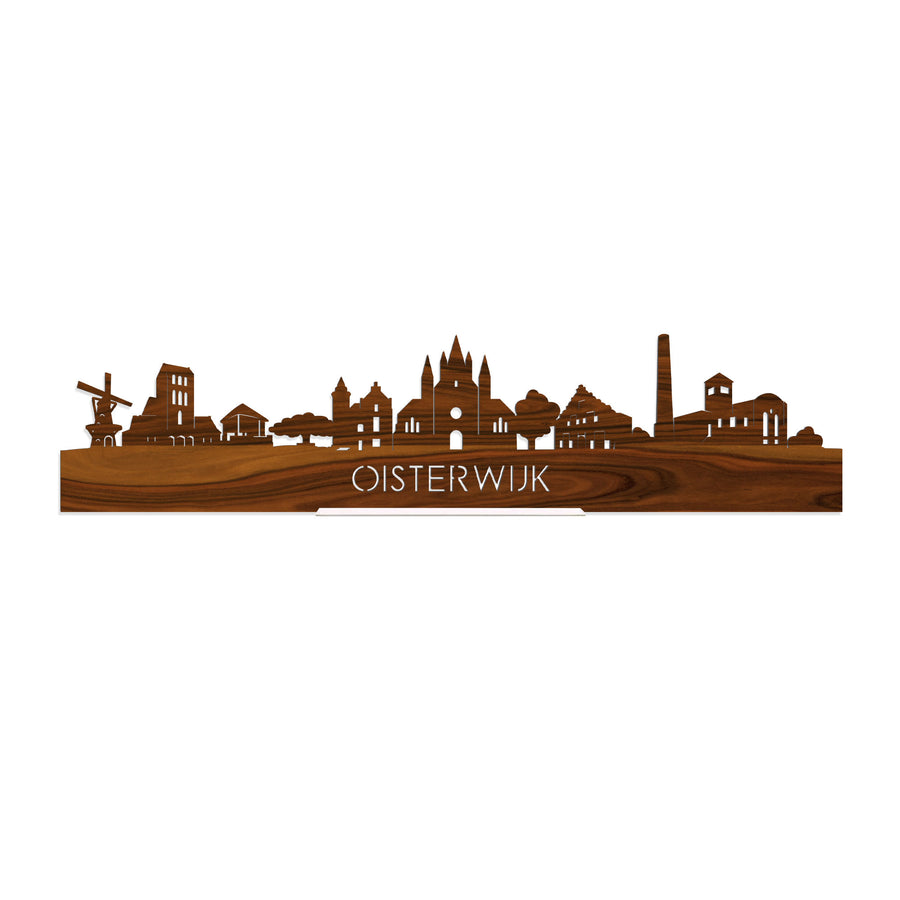 Standing Skyline Oisterwijk Palissander houten cadeau decoratie relatiegeschenk van WoodWideCities