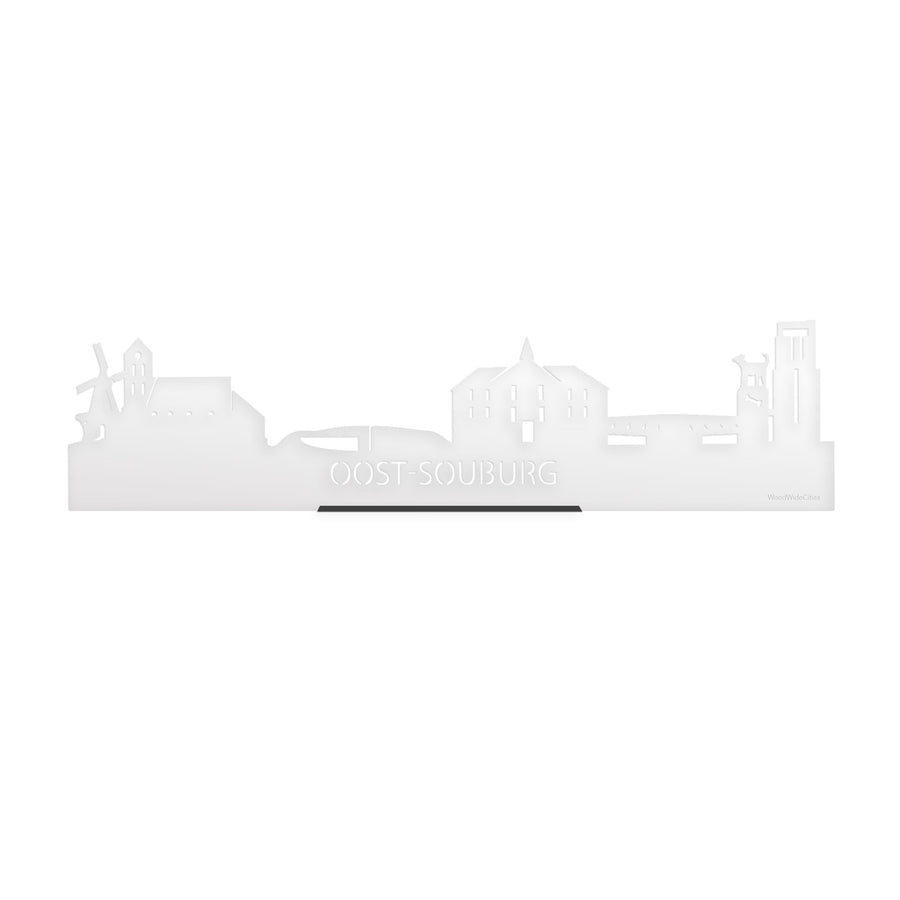 Standing Skyline Oost-Souburg Wit Glanzend 40 cm houten cadeau decoratie relatiegeschenk van WoodWideCities
