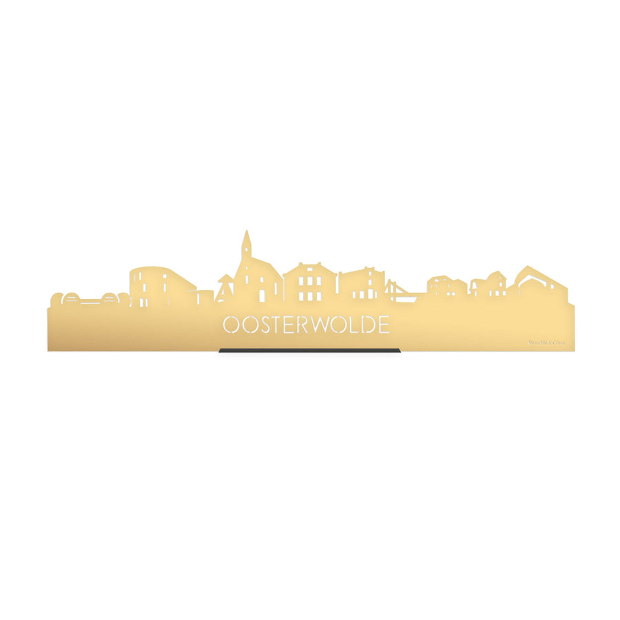 Standing Skyline Oosterwolde Goud Metallic 40 cm houten cadeau decoratie relatiegeschenk van WoodWideCities
