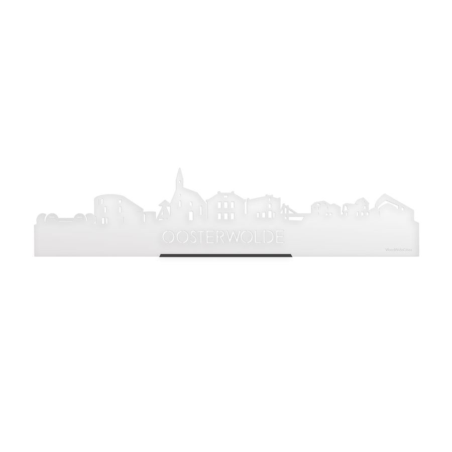 Standing Skyline Oosterwolde Wit Glanzend 40 cm houten cadeau decoratie relatiegeschenk van WoodWideCities