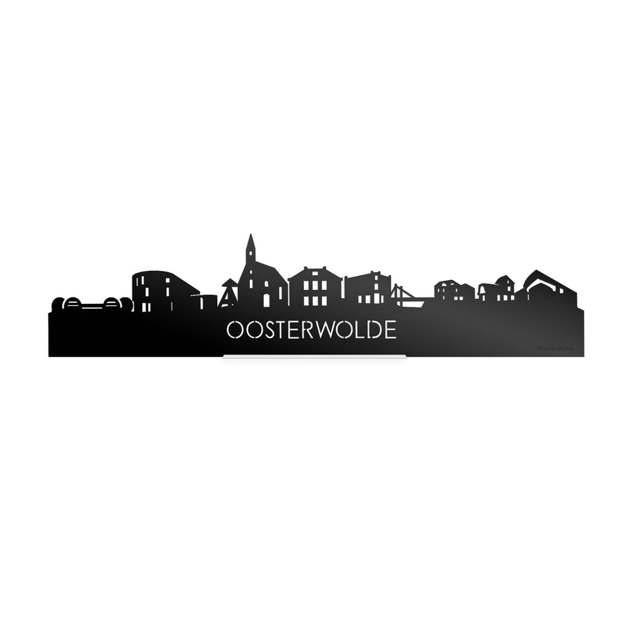 Standing Skyline Oosterwolde Zwart Glanzend 40 cm houten cadeau decoratie relatiegeschenk van WoodWideCities