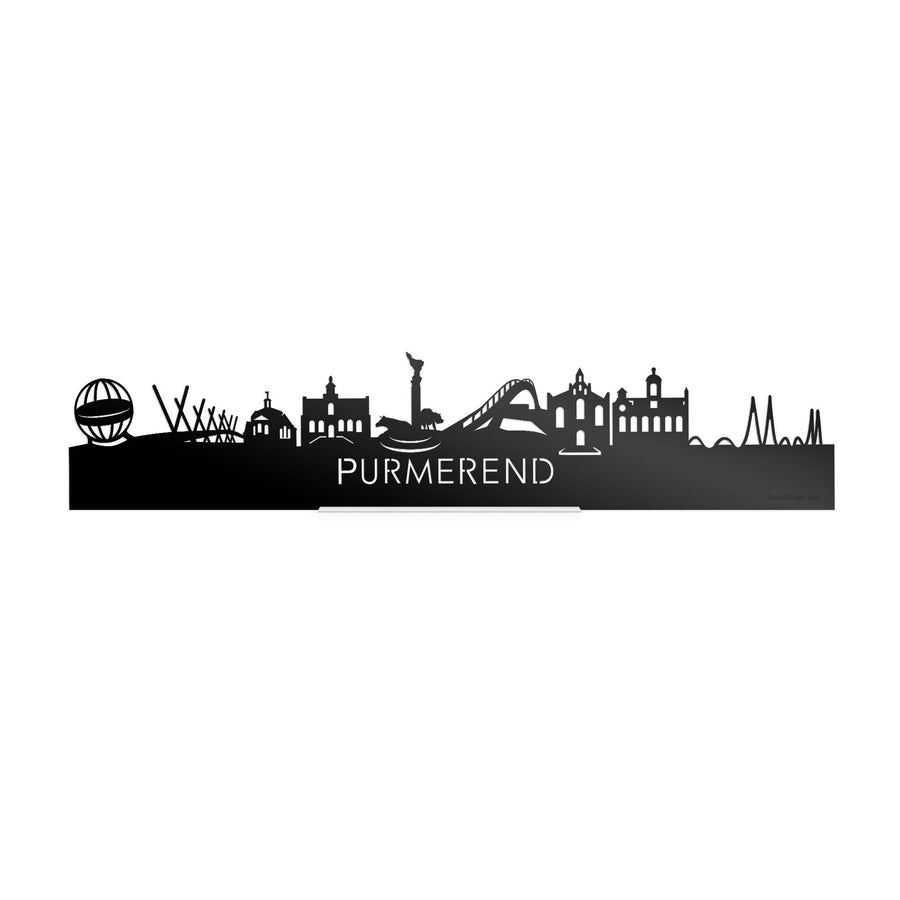 Standing Skyline Purmerend Zwart Glanzend 40 cm houten cadeau decoratie relatiegeschenk van WoodWideCities