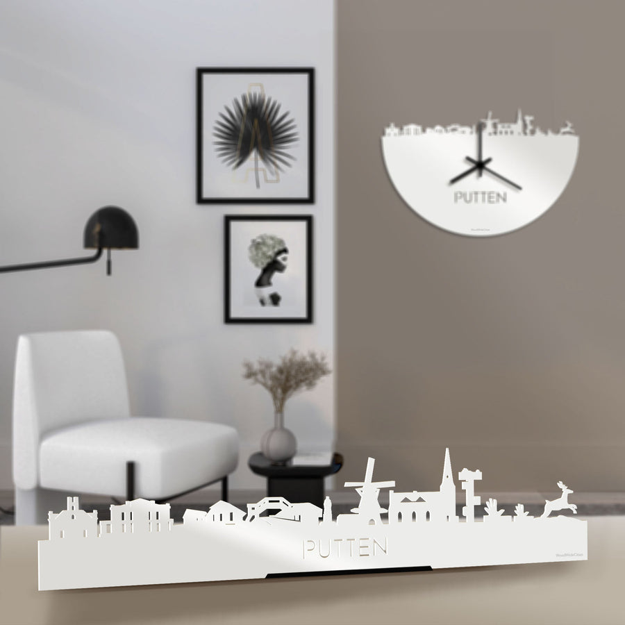 Standing Skyline Putten Wit glanzend gerecycled kunststof cadeau decoratie relatiegeschenk van WoodWideCities