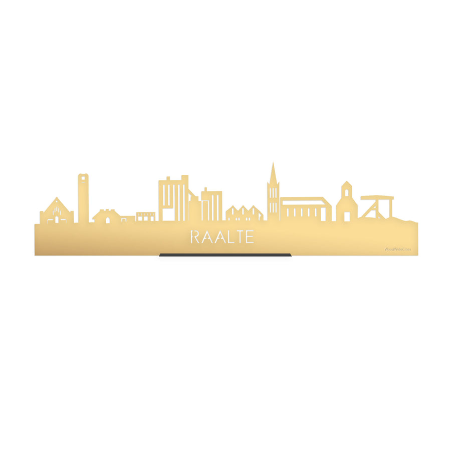 Standing Skyline Raalte Metallic Goud gerecycled kunststof cadeau decoratie relatiegeschenk van WoodWideCities