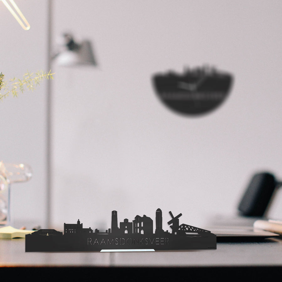 Standing Skyline Raamsdonksveer Zwart houten cadeau decoratie relatiegeschenk van WoodWideCities