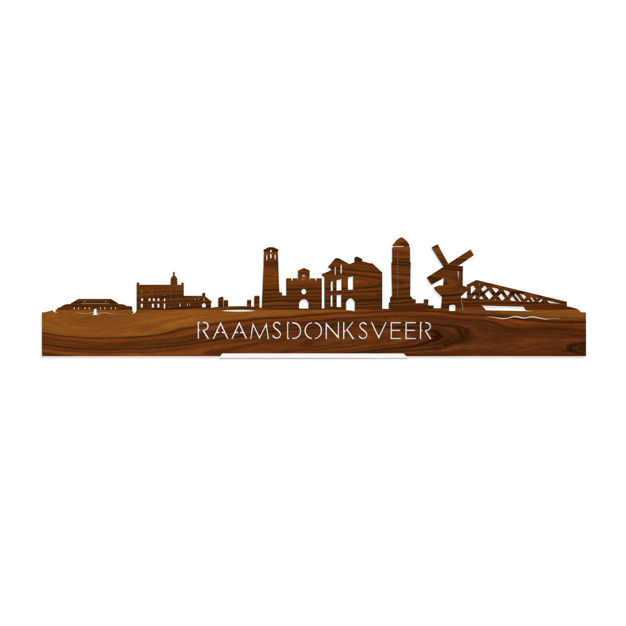 Standing Skyline Raamsdonksveer Palissander houten cadeau decoratie relatiegeschenk van WoodWideCities