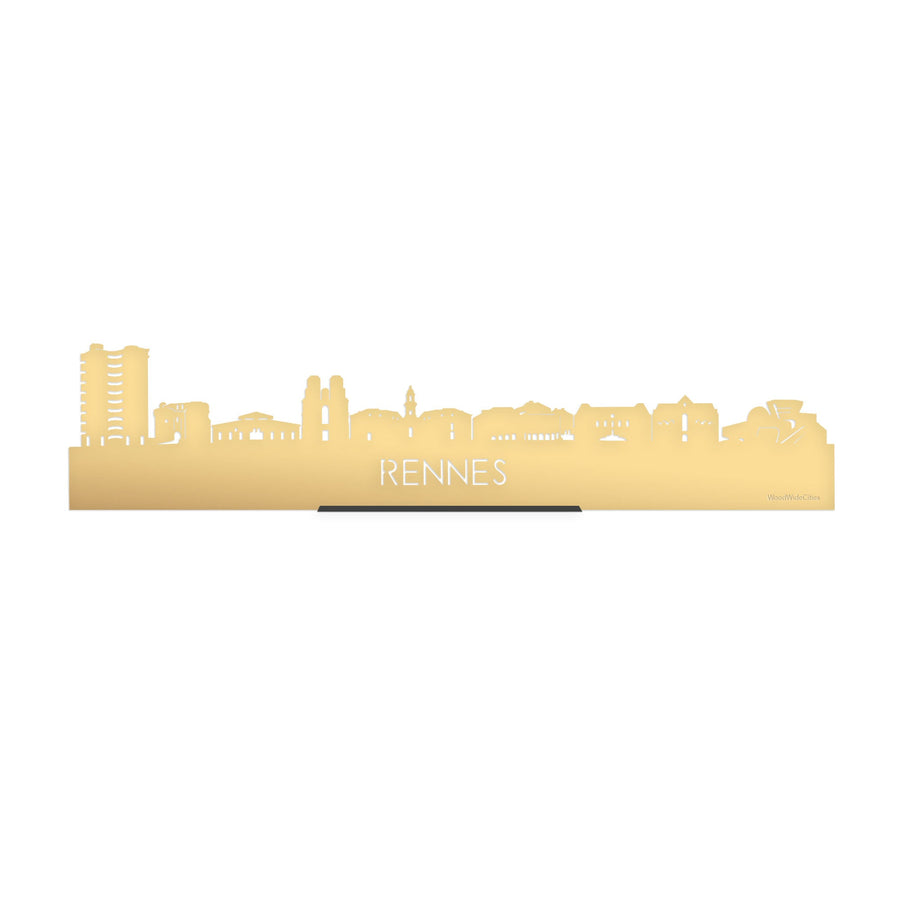 Standing Skyline Rennes Metallic Goud gerecycled kunststof cadeau decoratie relatiegeschenk van WoodWideCities