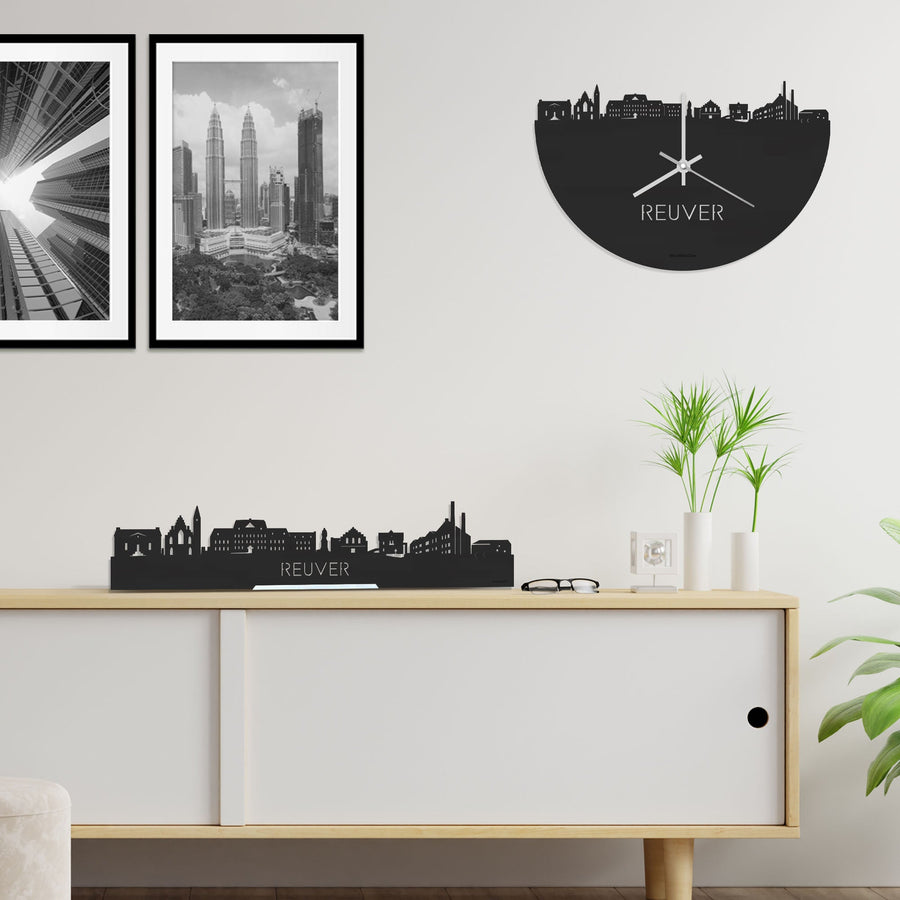 Standing Skyline Reuver Zwart houten cadeau decoratie relatiegeschenk van WoodWideCities