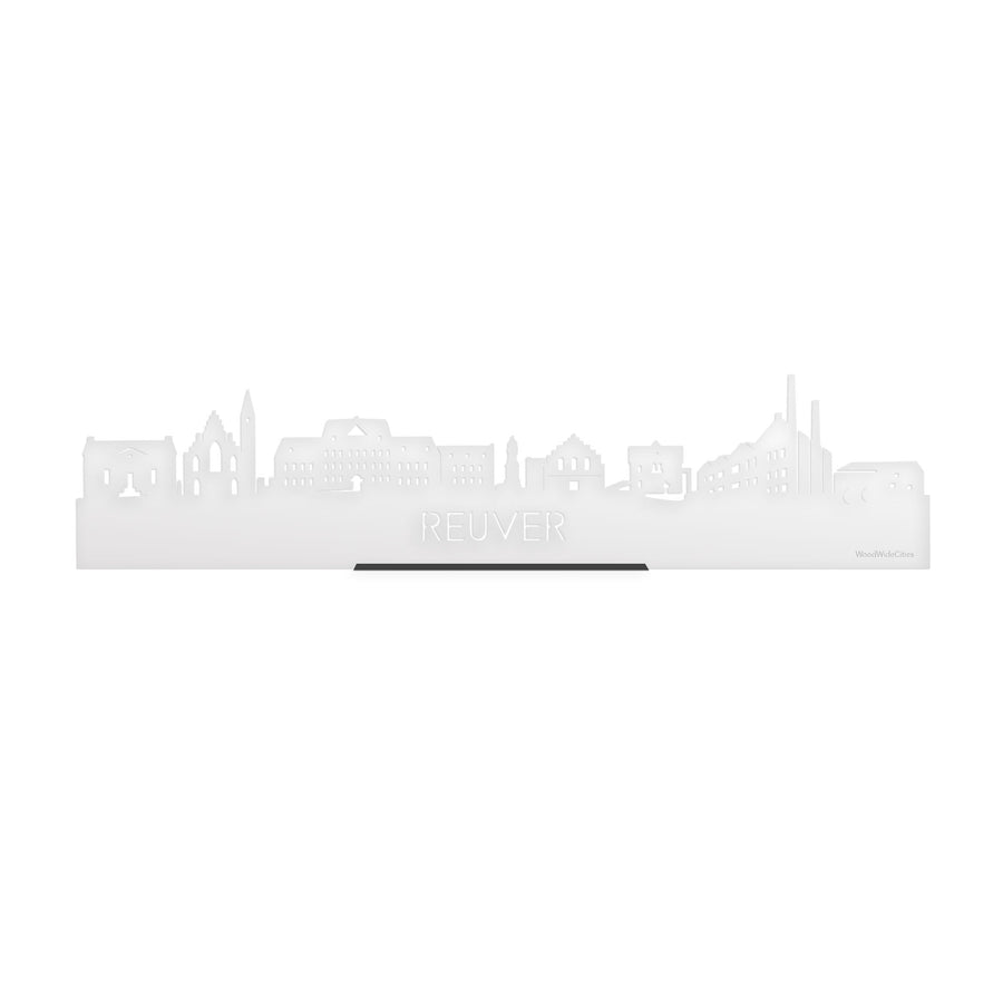 Standing Skyline Reuver Wit glanzend gerecycled kunststof cadeau decoratie relatiegeschenk van WoodWideCities