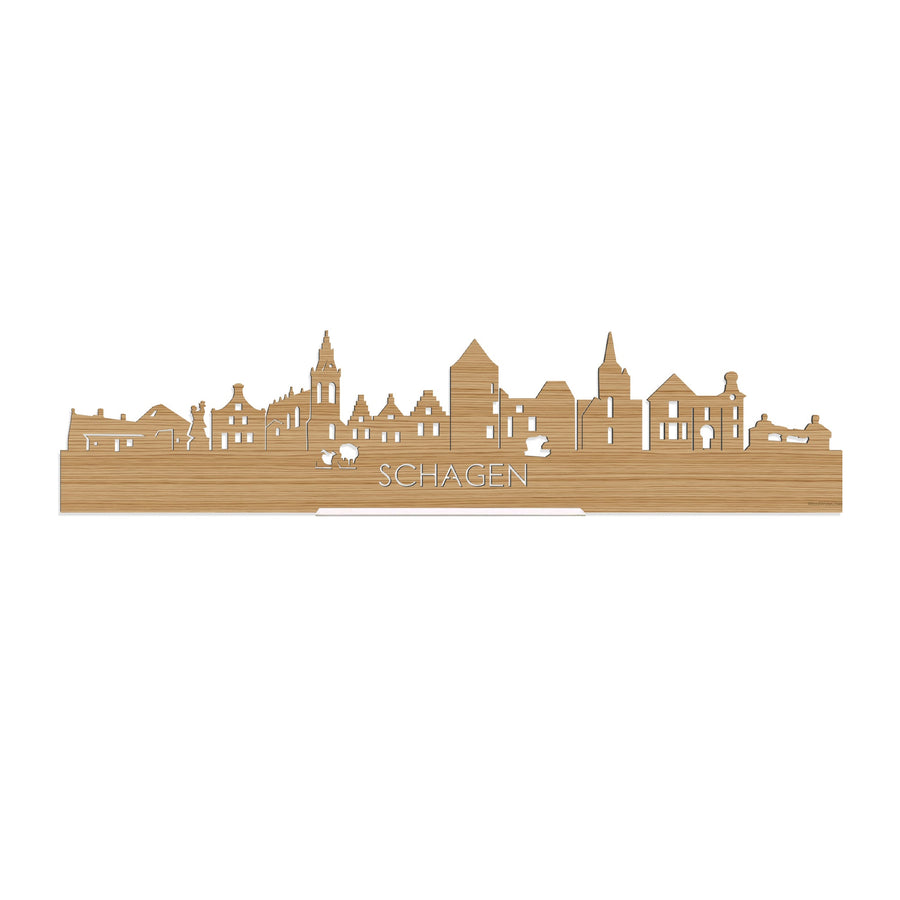 Standing Skyline Schagen Bamboe houten cadeau decoratie relatiegeschenk van WoodWideCities