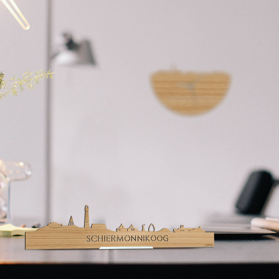 Standing Skyline Schiermonnikoog Bamboe houten cadeau decoratie relatiegeschenk van WoodWideCities