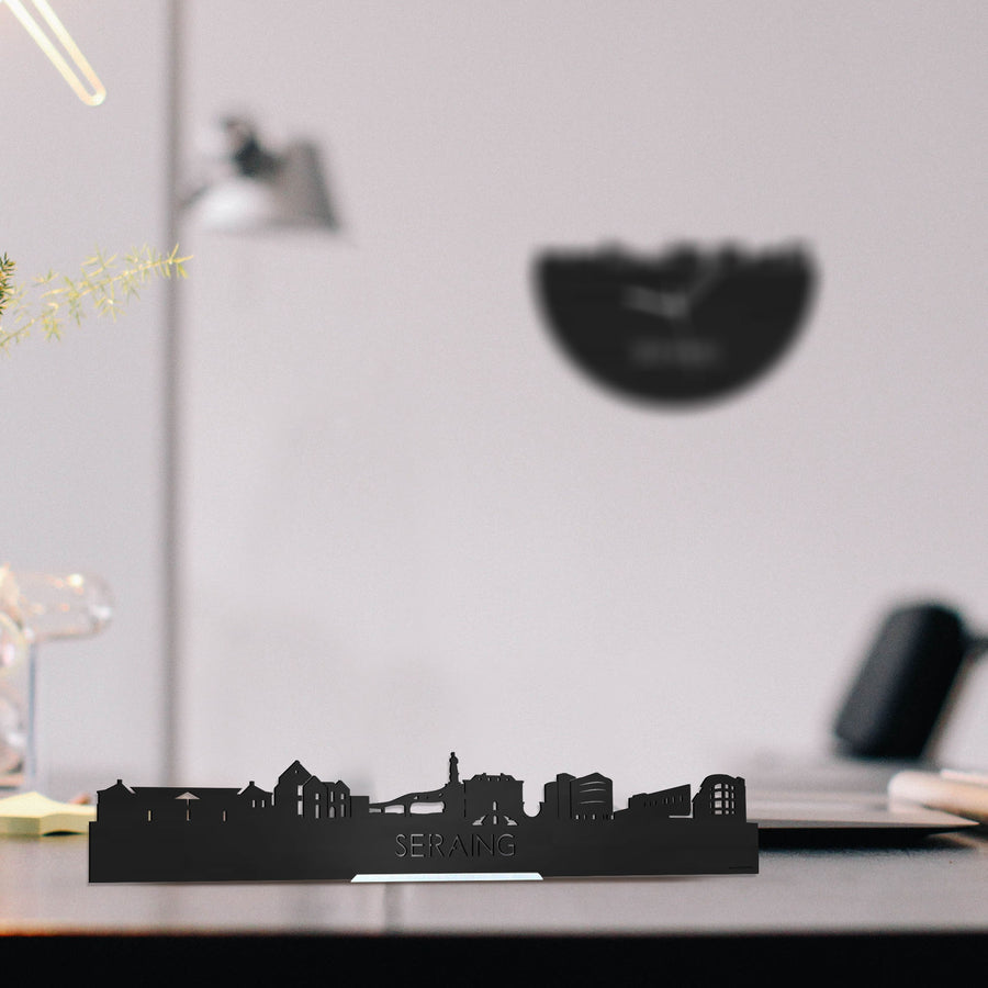 Standing Skyline Seraing Zwart houten cadeau decoratie relatiegeschenk van WoodWideCities