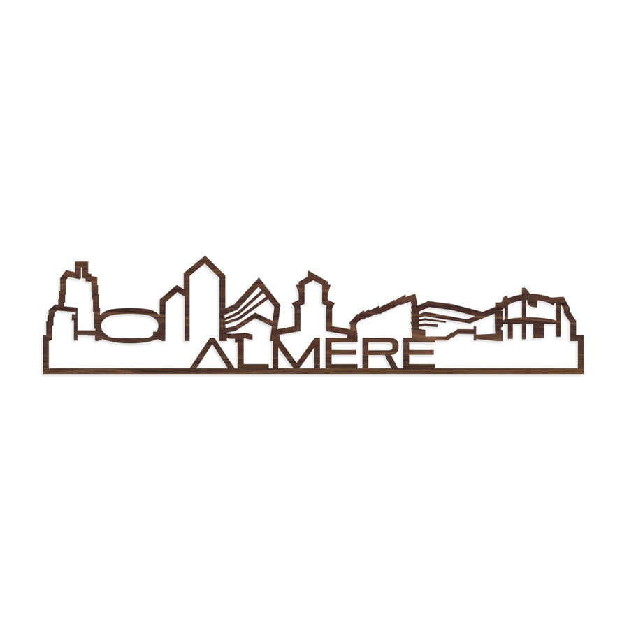 Standing Skyline Shape Almere Noten houten cadeau decoratie relatiegeschenk van WoodWideCities