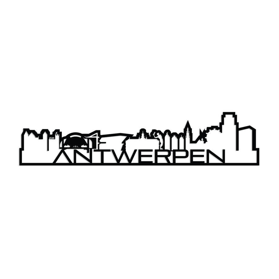 Standing Skyline Shape Antwerpen Black houten cadeau decoratie relatiegeschenk van WoodWideCities