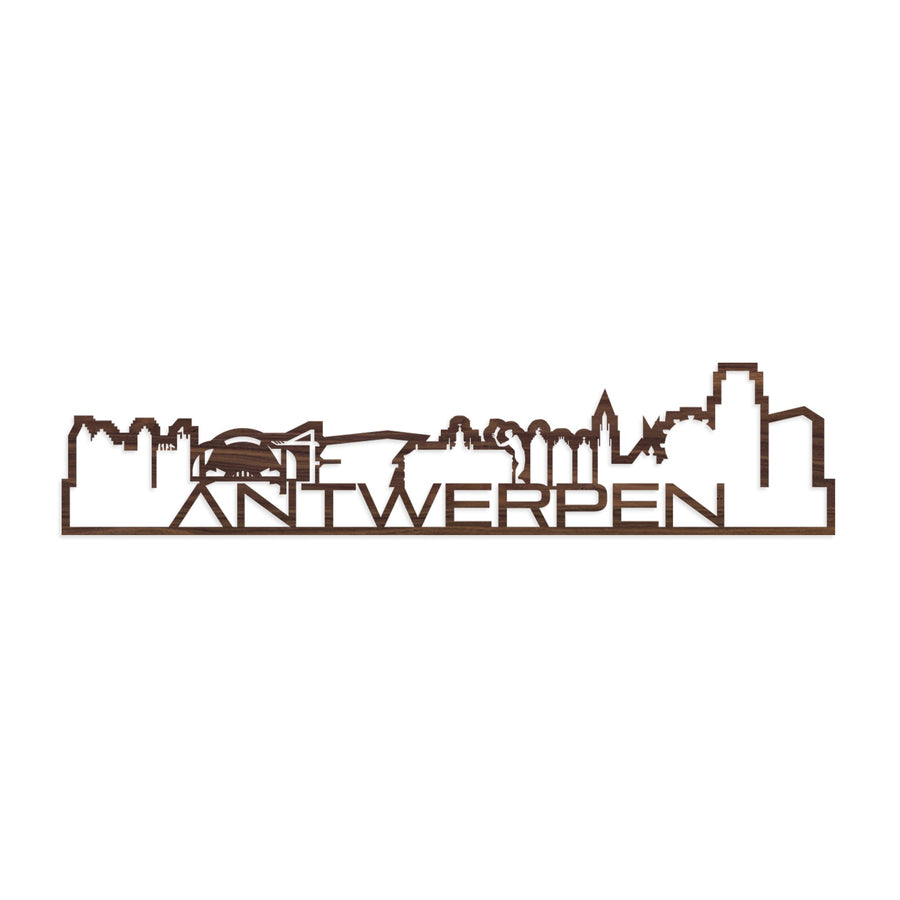 Standing Skyline Shape Antwerpen Noten houten cadeau decoratie relatiegeschenk van WoodWideCities