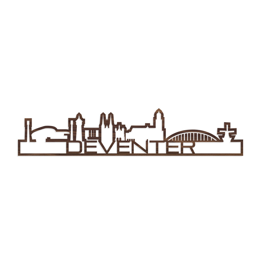 Standing Skyline Shape Deventer Noten houten cadeau decoratie relatiegeschenk van WoodWideCities