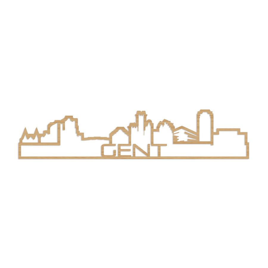Standing Skyline Shape Gent Bamboe houten cadeau decoratie relatiegeschenk van WoodWideCities