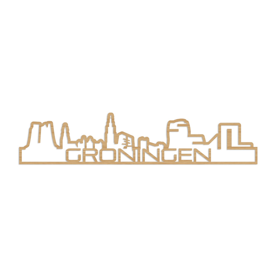Standing Skyline Shape Groningen Bamboe houten cadeau decoratie relatiegeschenk van WoodWideCities