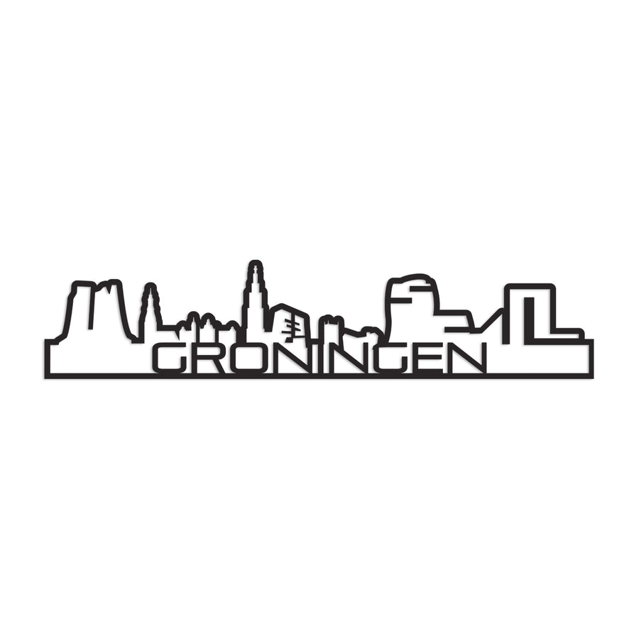 Standing Skyline Shape Groningen Black houten cadeau decoratie relatiegeschenk van WoodWideCities