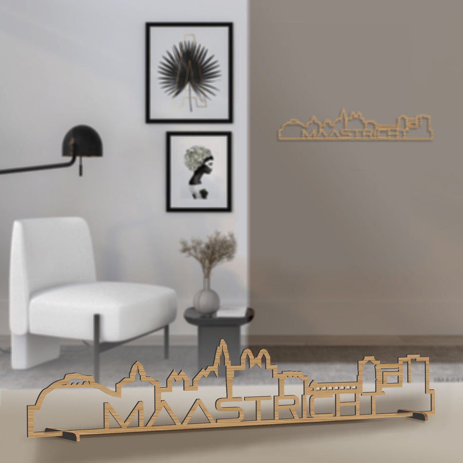 Standing Skyline Shape Maastricht Bamboe houten cadeau decoratie relatiegeschenk van WoodWideCities