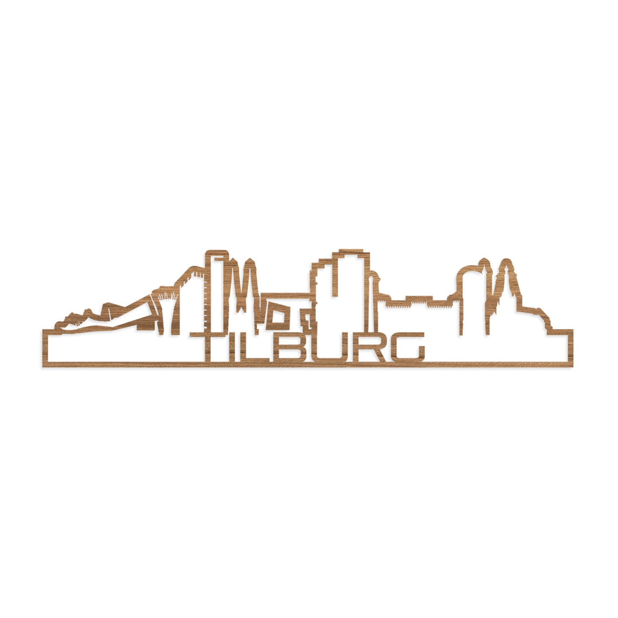 Standing Skyline Shape Tilburg Eiken houten cadeau decoratie relatiegeschenk van WoodWideCities