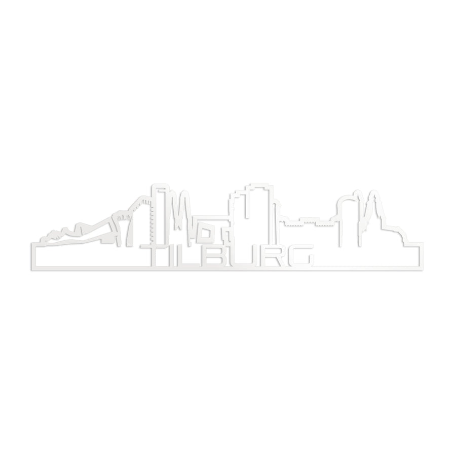 Standing Skyline Shape Tilburg Wit glanzend gerecycled kunststof cadeau decoratie relatiegeschenk van WoodWideCities