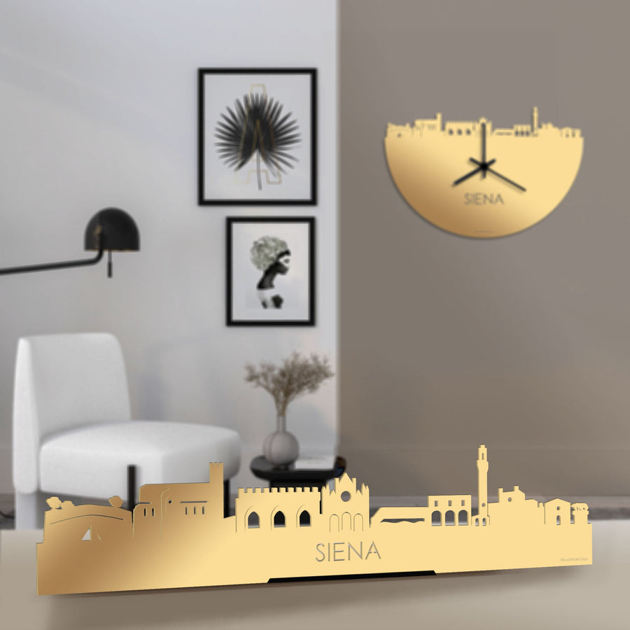 Standing Skyline Siena Metallic Goud gerecycled kunststof cadeau decoratie relatiegeschenk van WoodWideCities