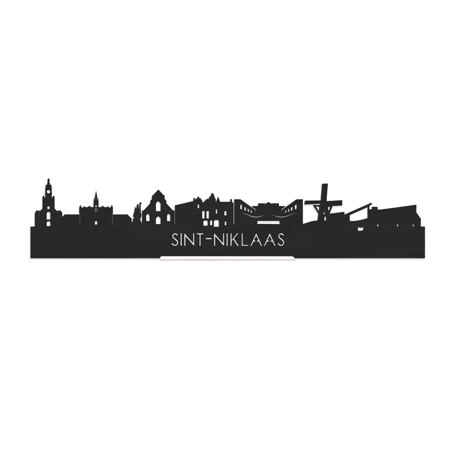 Standing Skyline Sint-Niklaas Zwart houten cadeau decoratie relatiegeschenk van WoodWideCities