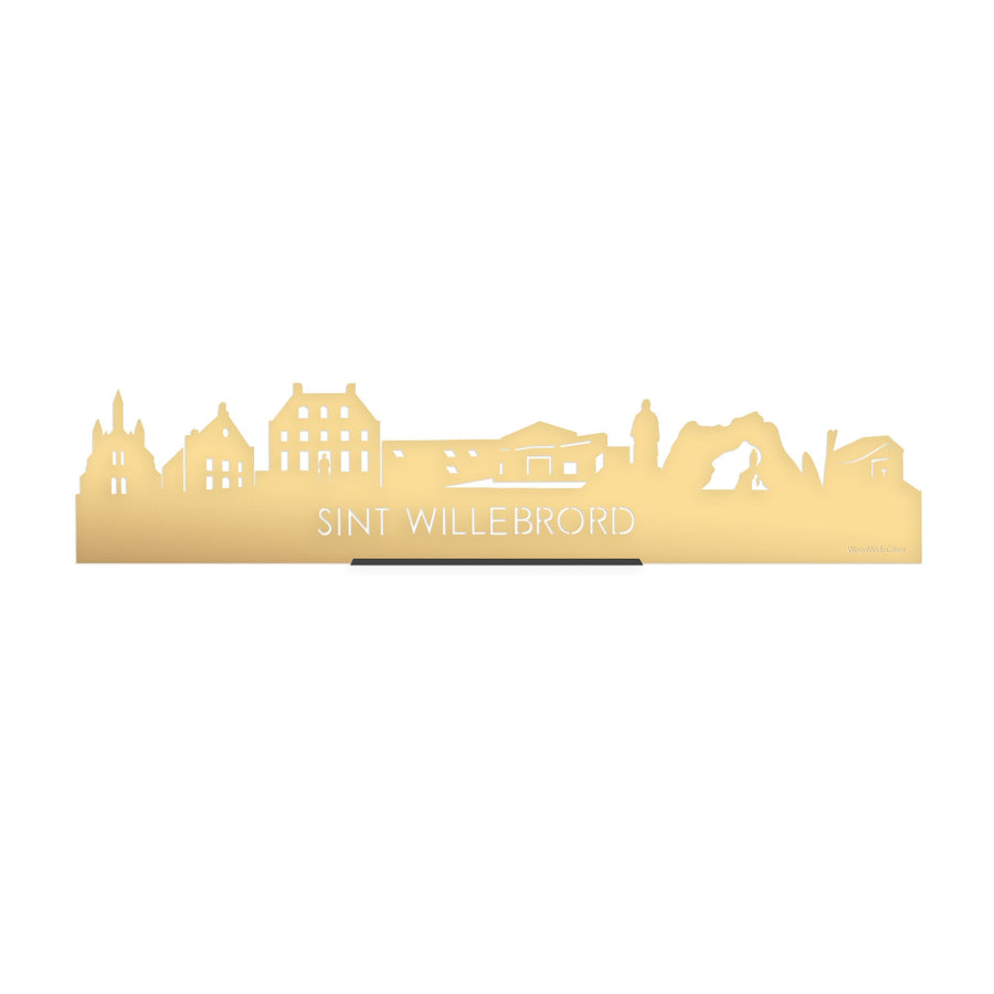 Standing Skyline Sint Willebrord Goud Metallic 40 cm houten cadeau decoratie relatiegeschenk van WoodWideCities