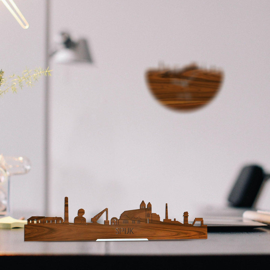 Standing Skyline Spijk-Zevenaar Palissander houten cadeau decoratie relatiegeschenk van WoodWideCities
