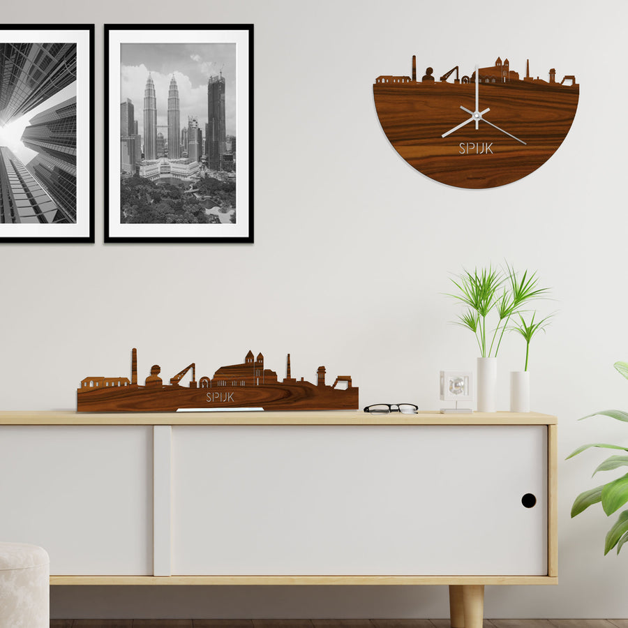Standing Skyline Spijk-Zevenaar Palissander houten cadeau decoratie relatiegeschenk van WoodWideCities