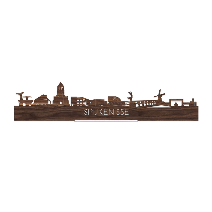 Standing Skyline Spijkenisse Noten houten cadeau decoratie relatiegeschenk van WoodWideCities