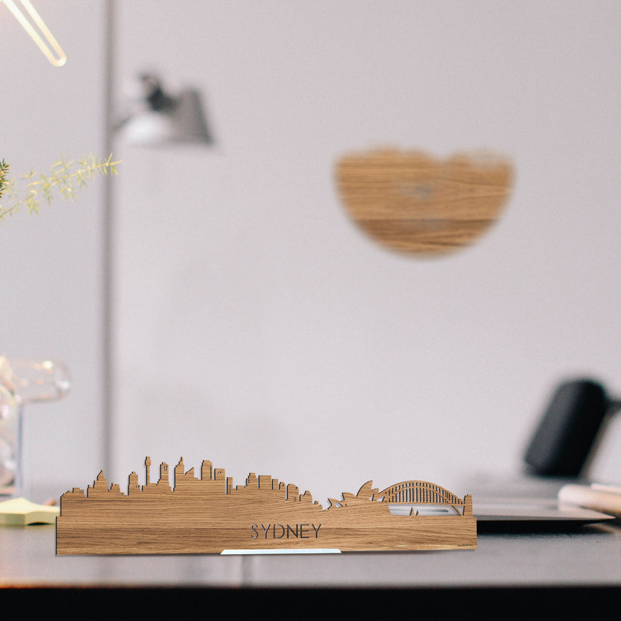 Standing Skyline Sydney Eiken houten cadeau decoratie relatiegeschenk van WoodWideCities