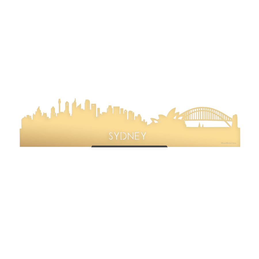 Standing Skyline Sydney Metallic Goud gerecycled kunststof cadeau decoratie relatiegeschenk van WoodWideCities