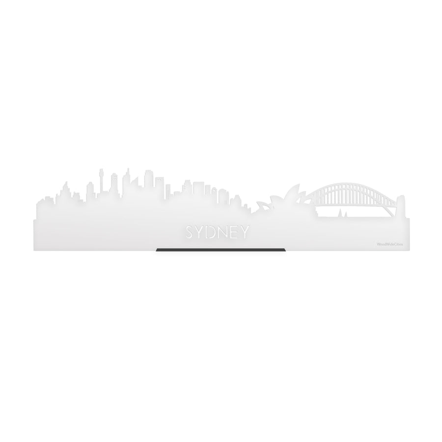 Standing Skyline Sydney Wit glanzend gerecycled kunststof cadeau decoratie relatiegeschenk van WoodWideCities