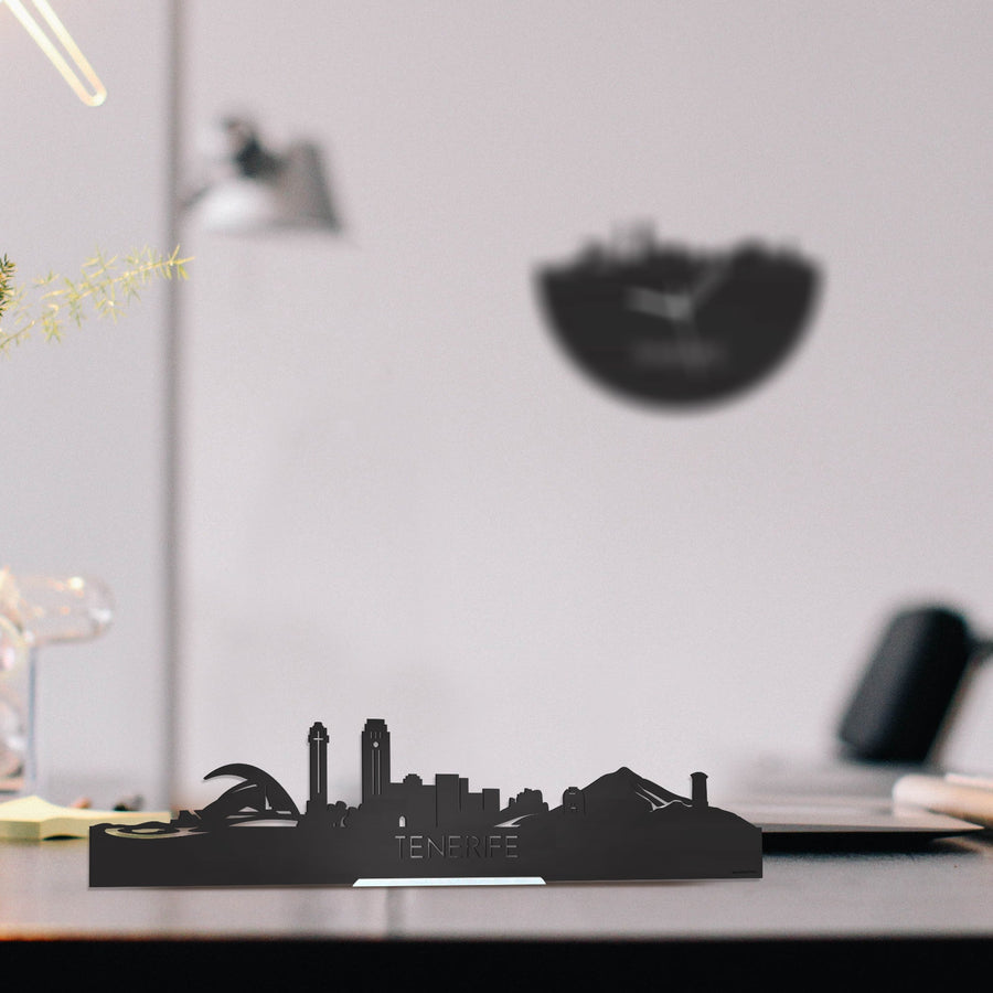 Standing Skyline Tenerife Zwart houten cadeau decoratie relatiegeschenk van WoodWideCities