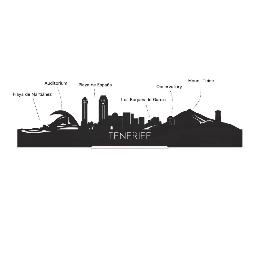Standing Skyline Tenerife Wit glanzend gerecycled kunststof cadeau decoratie relatiegeschenk van WoodWideCities