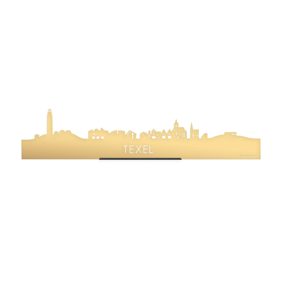 Standing Skyline Texel Goud Metallic 40 cm houten cadeau decoratie relatiegeschenk van WoodWideCities