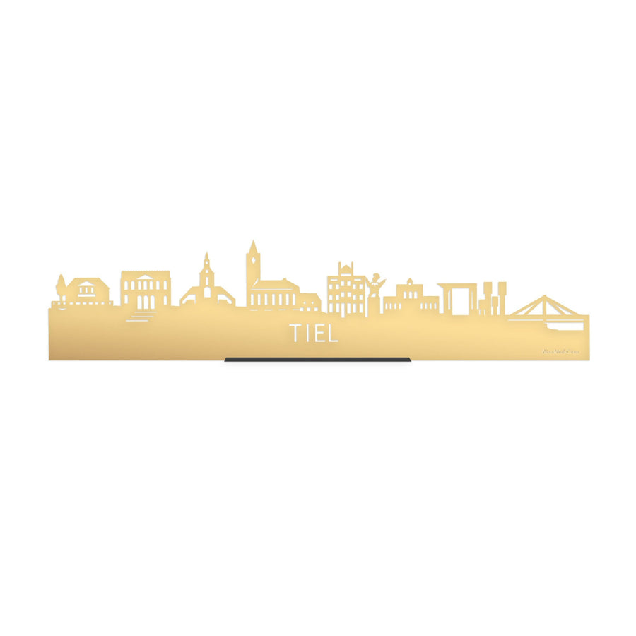 Standing Skyline Tiel Goud Metallic 40 cm houten cadeau decoratie relatiegeschenk van WoodWideCities