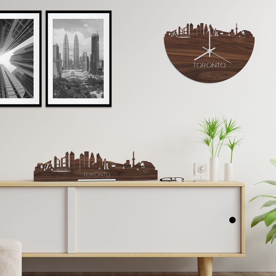 Standing Skyline Toronto Noten houten cadeau decoratie relatiegeschenk van WoodWideCities