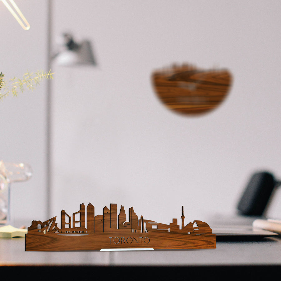 Standing Skyline Toronto Palissander houten cadeau decoratie relatiegeschenk van WoodWideCities